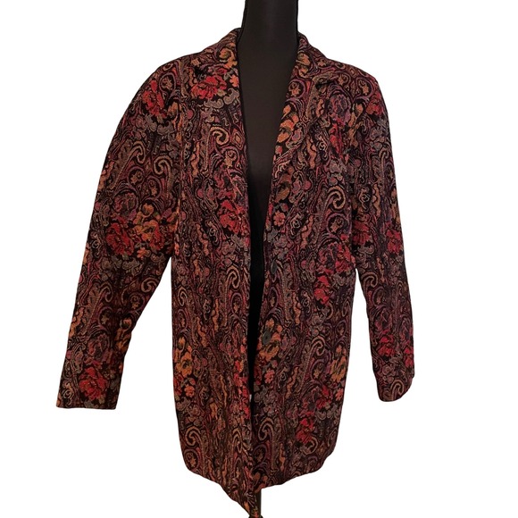 Coldwater Creek Womens Tapestry  Jacket L‎ Multi Color Paisley Dark Academia - Picture 2 of 7